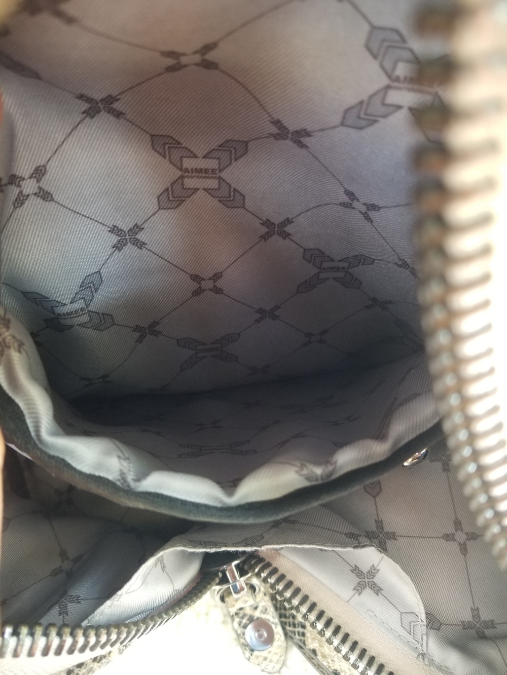 AIMEE KESTENBERG Snake-Print Tote in Beige, Black and Gold Tones - Picture 10 of 11